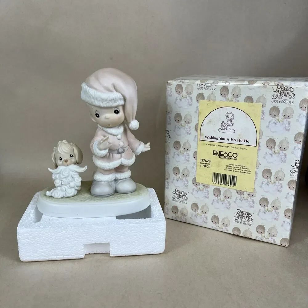 Precious‎ Moments “Wishing You A Ho Ho Ho” Boy & Puppy 527629 W/ Box 1992
